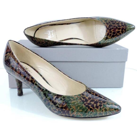 AMALFI by Rangoni Pace Pumps Heels Brown Imperial Patent Size 7.5 Made in Italy - Picture 7 of 9